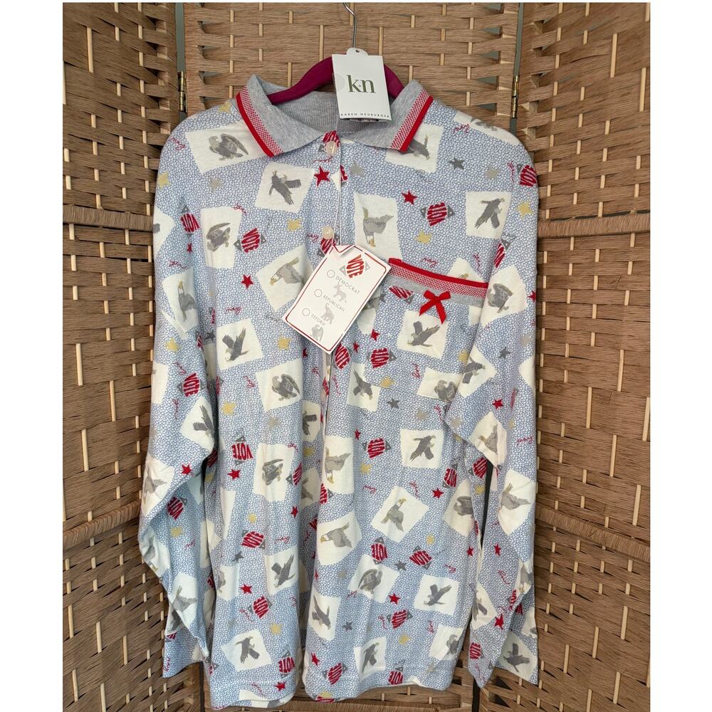 Karen Neuburger Nightshirt XL Election VOTE Long Sleeve Cotton Blend NWT OS
